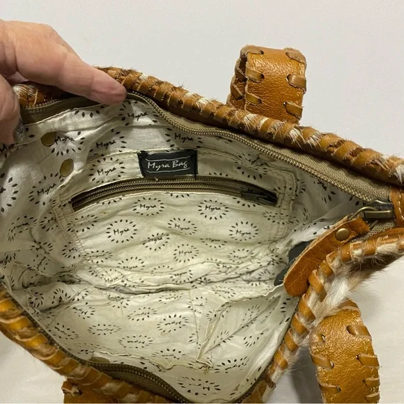 Myra Crossbody HairOn Cow Hide Leather Bag Hobo - Picture 3 of 6